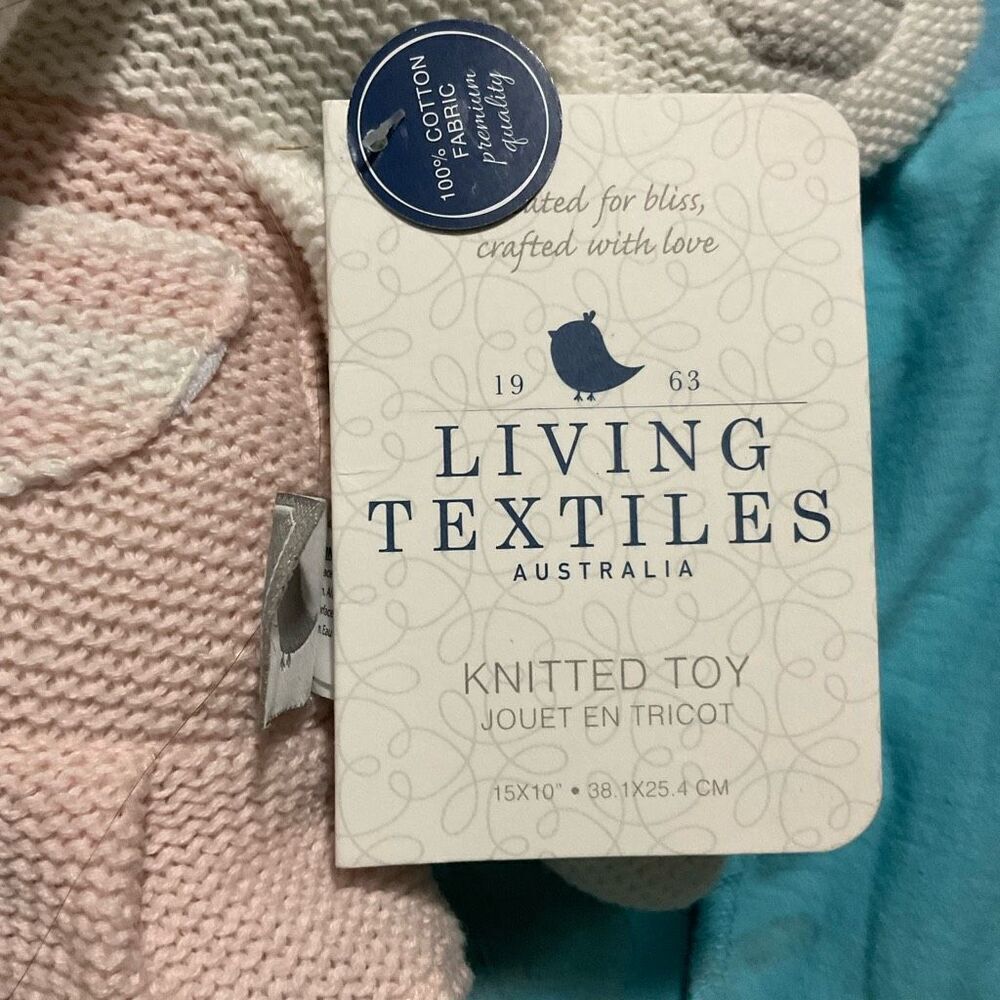 Living Textiles Baby Amelia Elephant PinkWhite Rattle Washable Crochet Knit Toy‎ - Picture 13 of 13